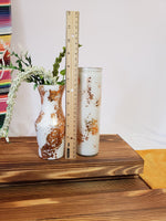 Flower Vase Bundle of 2 Pieces White and Gold Hand Painted