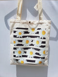 Fashion Daisy Floral Canvas Tote Bag