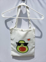 Cute Avocado Rhinestone Canvas Tote Bag