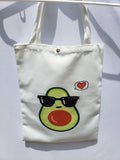 Cute Avocado Rhinestone Canvas Tote Bag