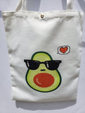 Cute Avocado Rhinestone Canvas Tote Bag