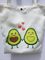 Rhinestone Cute Avocado Canvas Tote Bag