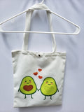 Rhinestone Cute Avocado Canvas Tote Bag