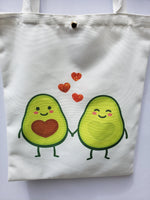 Rhinestone Cute Avocado Canvas Tote Bag