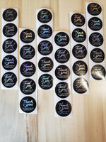 Black Holographic Thank You For Supporting My Small Business 1 inch Stickers 500 pieces Roll