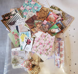 Junk journal, ephemera kits, vintage style, postcards, stickers, note paper, and more.