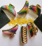 Rainbow Multicolor Sparkly Fashion Hair Claws/Clips Price is for 3 Random Styles