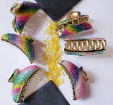 Rainbow Multicolor Sparkly Fashion Hair Claws/Clips Price is for 3 Random Styles