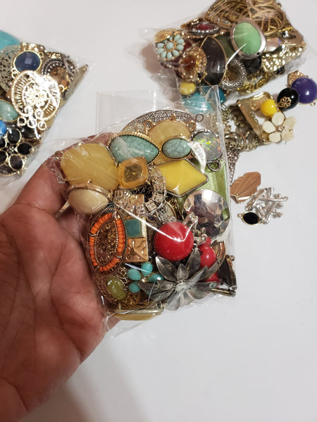 Costume Jewelry Pendants, Connectors, Charms, Retro, Vintage Style 8 oz Bag Over 50 Pieces