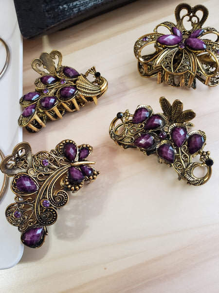 Purple Retro Style Fashion Hair Clips Hair Claws 4 Styles To Choose From