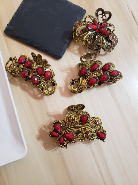 Red Retro Style Fashion Hair Clip/Claws 4 Different Styles To Choose From